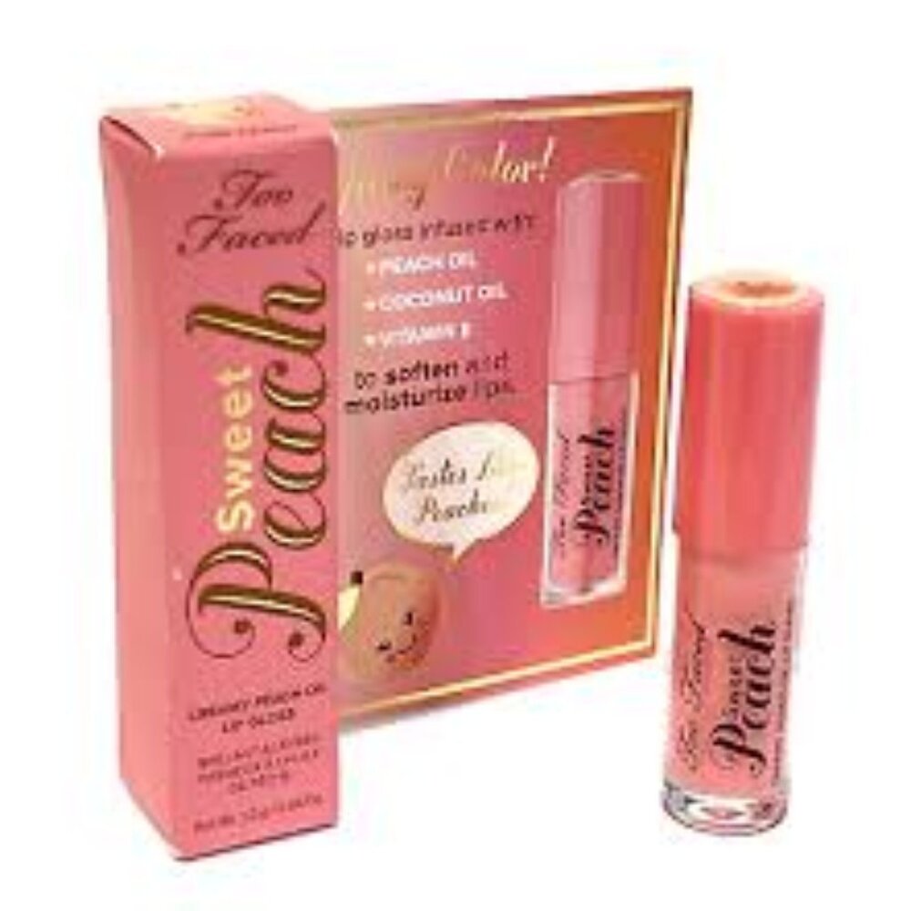 New TOO FACED Sweet Peach Lip Gloss, .04 oz Travel Size